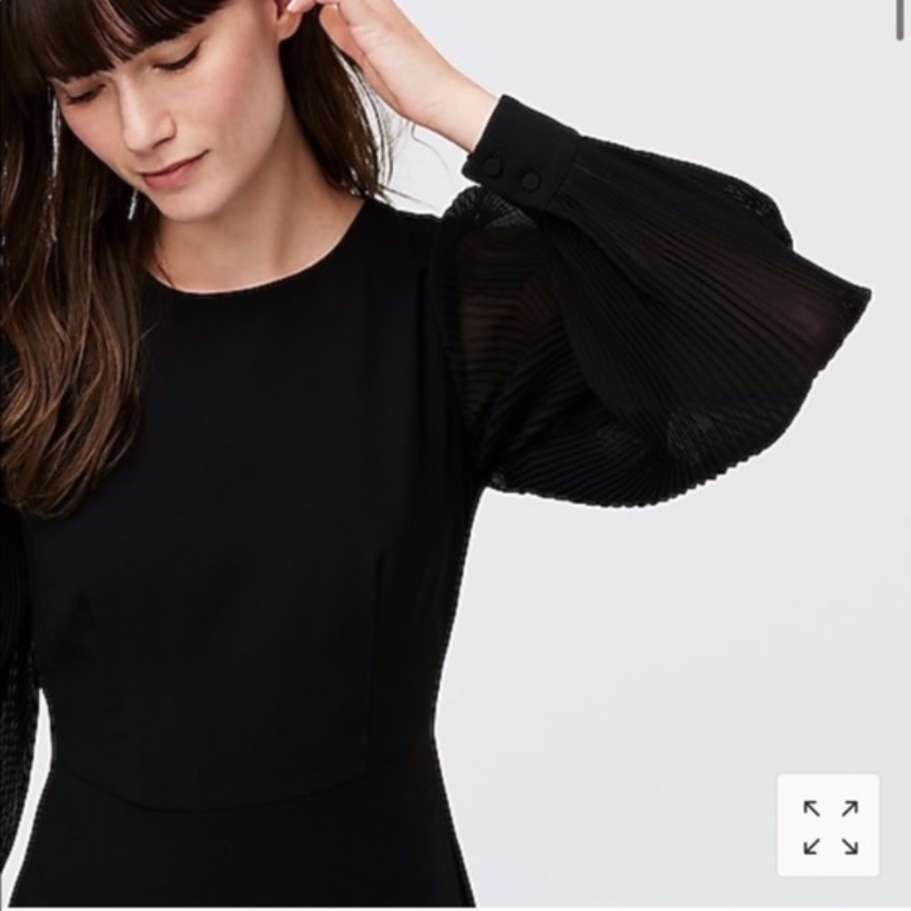 J. Crew Black A-line Dress with Pleated Sleeves